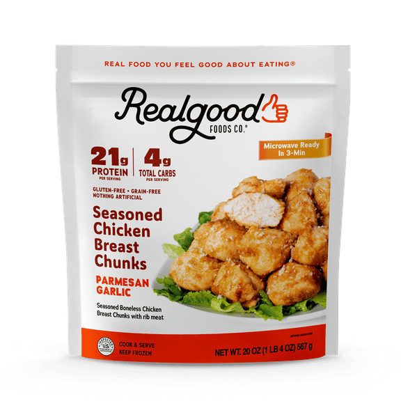Realgood Foods Co. Parmesan Garlic Chicken Breast Nuggets, 20 oz Bag (Frozen)