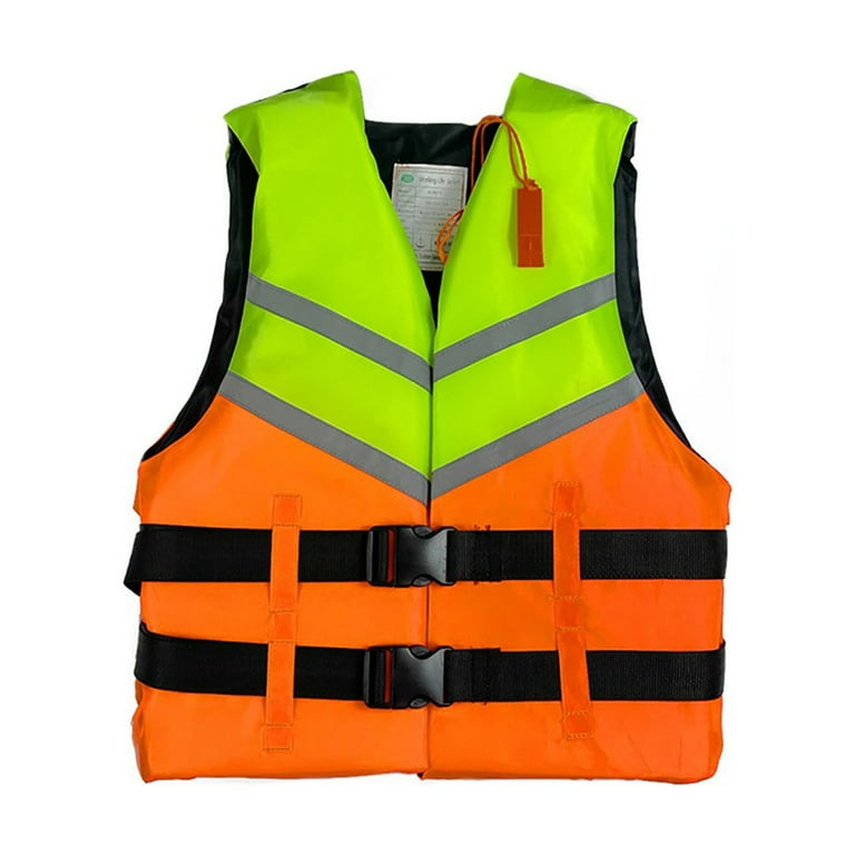 Realhomelove Buckle Style Adult Life Jacket Polyester Oxford Cloth Orange Neon 80 160 kg Walmart