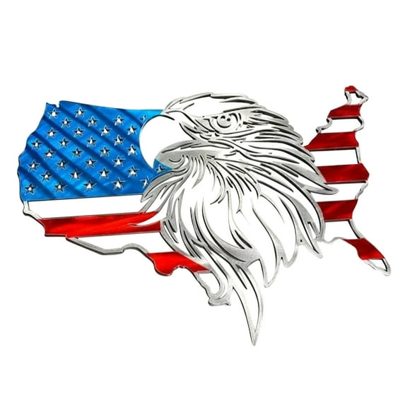 Realhomelove Metal American Flag Wall Art Decor, 11.8"x7.9" Eagle Head US Flag Patriotic Decorations Indoor Outdoor, Heavy Duty Metal Us Flags Wall Hanging Decor for 4th of July Independence Day