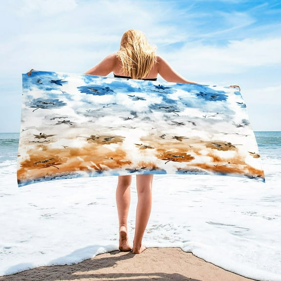 Realhomelove Microfiber Beach Towel Oversized Microfiber Pool Towel 60'' x 30'' Soft Absorbency Sand Free Tie Dye Beach Towels for Adults Women Men Beach Essentials Accessories Vacation Gift