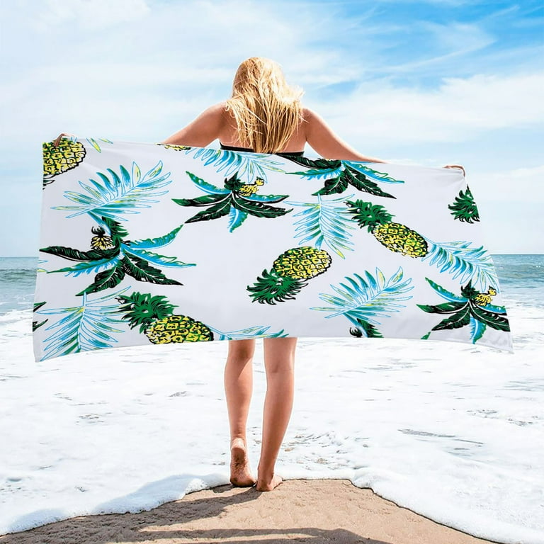 Realhomelove Microfiber Tropical Fruit Pattern Beach Towel Oversized Microfiber Pool Towel 60 x 30 Soft Absorbent Sandproof Camping Swim Beach