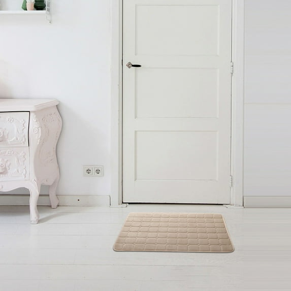 Realhomelove Thick Memory Foam Bath Rugs, Soft Absorbent Soft Memory Foam Mat, Non-Slip Bathroom Mats, Machine Washable Bathmat, Carpet Rug Room Decor for Shower Floor, 24''x17'' Bath Rugs (Beige)