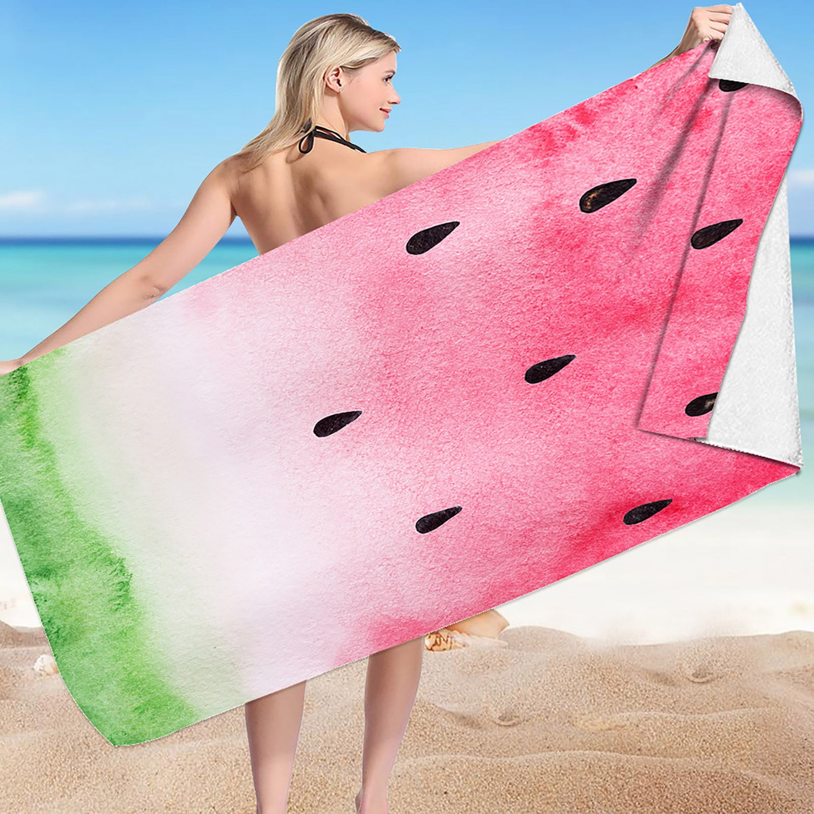 Large Beach Towel, 30 X 60 Inch Towel, Bath Towel, Food Fruit Strawberries  Print Towel, Custom Watermelon Beach Towel, Oversized Pool Towel 