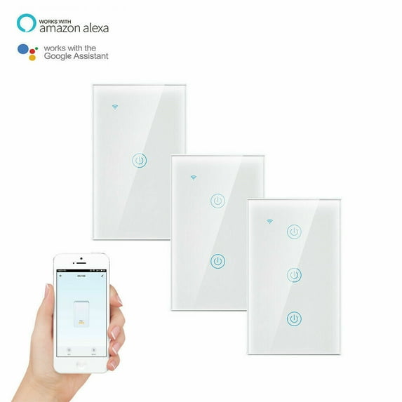 Reali 1/2/3/4 Gang WiFi Smart Wall Touch Light Switch Glass Panel For Alexa/Google APP
