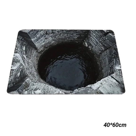 Realistic 3D Hole Rug for Pet Prank, Optical Illusion Doormat with 3D Hole Effect Optical, Cool Floor Mat Area Rug for Indoor Outdoor Living Room, Bedroom, Kitchen, Bathroom