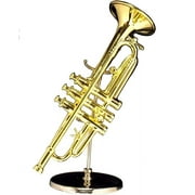 Realistic 4.5" GOLD TRUMPET Miniature Musical Instrument Figurine, by Broadway