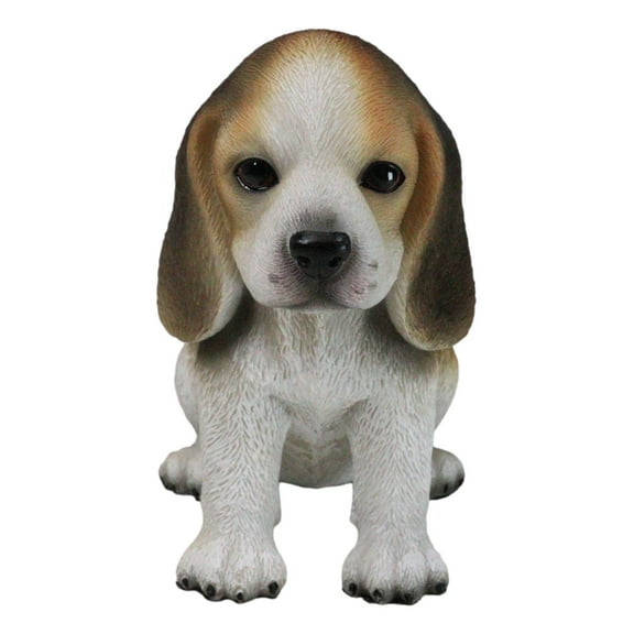 Realistic Adorable Sitting Tri Color Beagle Dog Puppy Home Decor Figurine 6"L