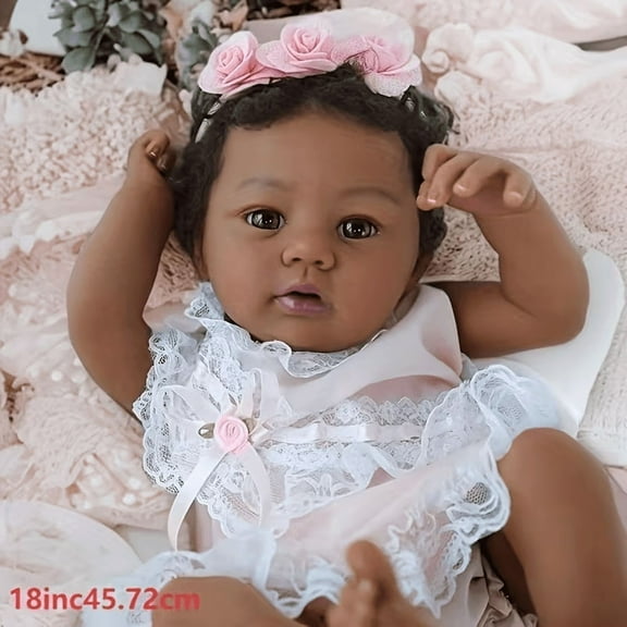 Cute Newborn Reborn Baby Doll, 19 inch Lifelike Reborn Silicone Baby Girl Soft Weighted Body Realistic Sweet Bebe Reborns Toddler Handmade Doll Sets Toys for Kids