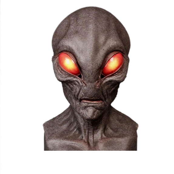 Realistic Alien Latex Mask, Full Head Extraterrestrial UFO Mask for Halloween Cosplay Costume Party