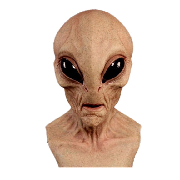 Realistic Alien Latex Mask, Full Head Extraterrestrial UFO Mask for Halloween Cosplay Costume Party