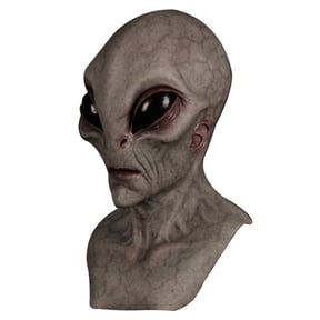 Realistic Alien Latex Mask, Full Head Extraterrestrial UFO Mask for Halloween Cosplay Costume Party