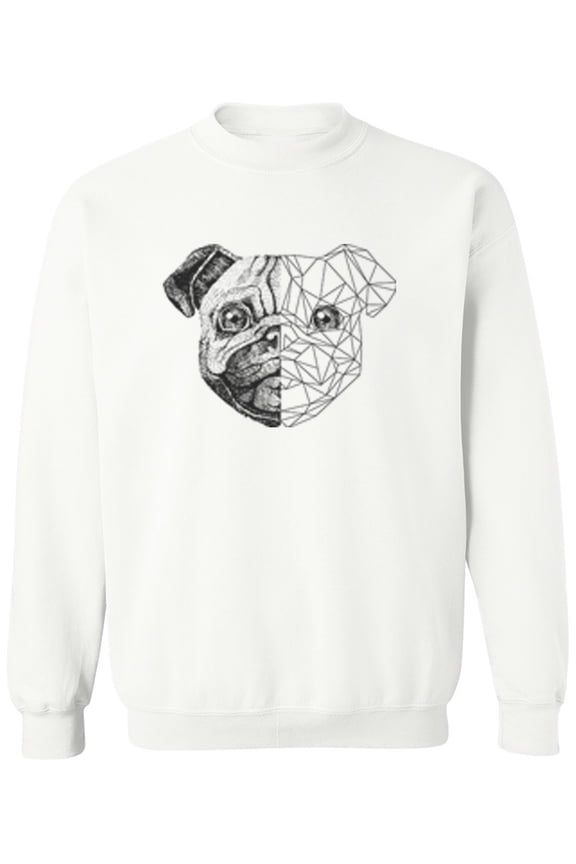 Realistic And Polygonal Pug. Sweatshirt Men -Image by Shutterstock, Male 5X-Large