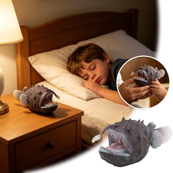Realistic Angler Fish Figurine 5.3 Inch, Detailed Sea Creature Sculpture for Display, Deep Sea Animal Model for Marine Life Collectors and Desk Decor