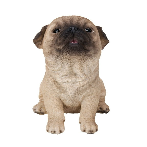 Realistic Animal Sitting Pug Puppy Collectible Home Decor Figurine