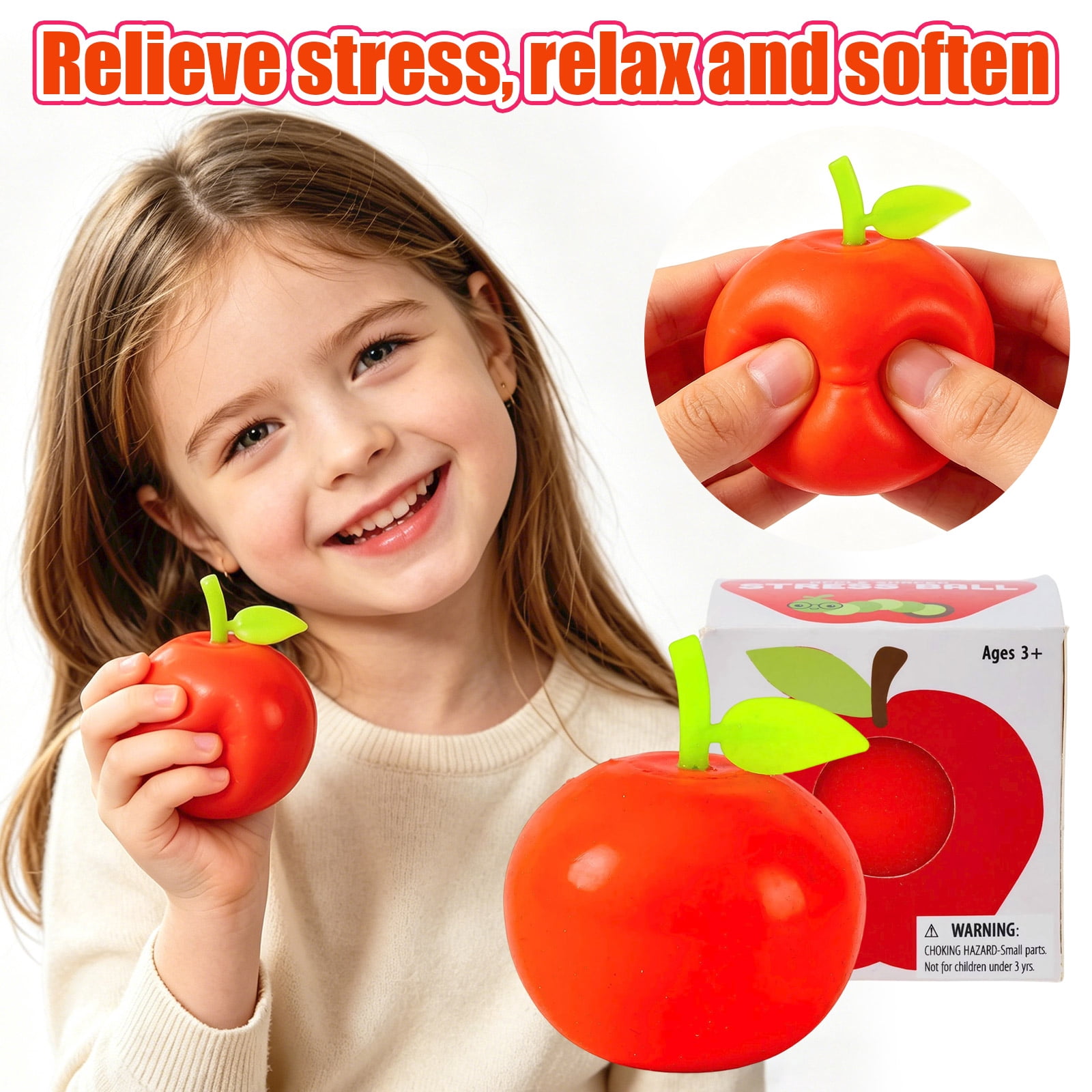 Realistic Apple Squishy Stress Ball, Sensory Toys, Fidget Toys, Soft Fruit-Shaped Squeeze Decompression Toys for Birthday Gifts & Party Favors,Classroom And Office Decor