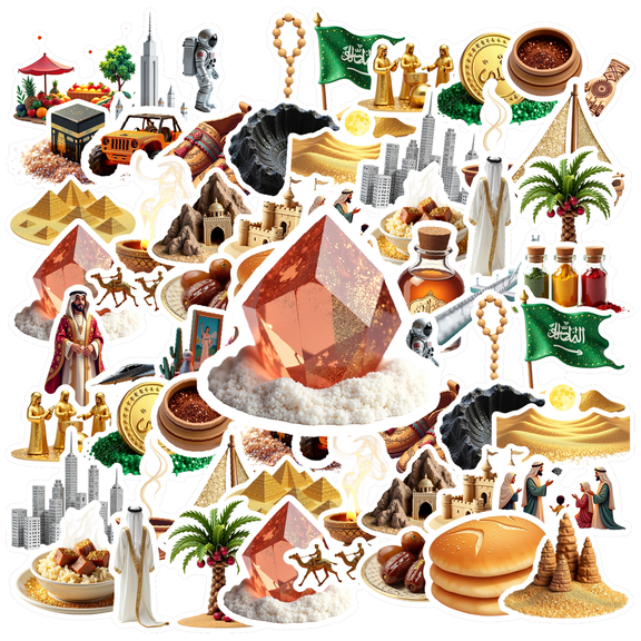 Realistic Arabian Culture Stickers, Waterproof Arabian Culture Sticker for Water Bottle Laptop Phone Cases Planner Skateboard Luggage Helmet Party Favor Decor, Ideal for Adults Teens Teacher Rewards