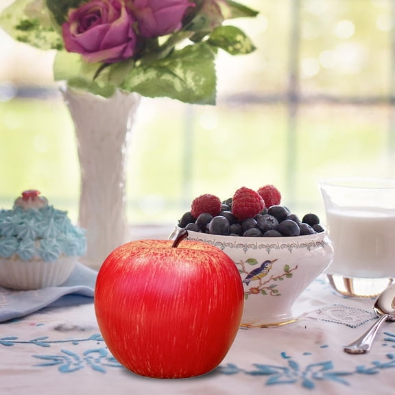 Realistic Artificial Apple Fake Fruit Ornament Foam Decorative Apple Prop, Hand Painted Vivid Lightweight Tabletop Display, For Kitchen Dining Table Wedding Home Decor(Red)