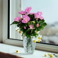 thumbnail image 1 of Realistic Artificial Azalea Silk Flower Bush, Lifelike Red Fake Floral Arrangement for Indoor Outdoor, Faux Plant Centerpiece for Tabletop, Living Room, Patio, and Wedding, No Maintenance Required, 1 of 5