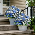 thumbnail image 1 of Realistic Artificial Butterfly Flowers Dual Color Fake Flower Bouquets Greenery Floral Arrangement for Home Living Room Wedding Outdoor Garden Decor Accents, Blue, 1pc, 1 of 1