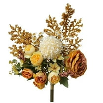 Realistic Artificial Flower Bouquet Vintage Ball Chrysanthemum Silk Faux Flowers for Wedding Home Table Centerpiece Indoor Outdoor Décor, 16-Inch Tall, Retro Ball Chrysanthemum Artificial Flower*1