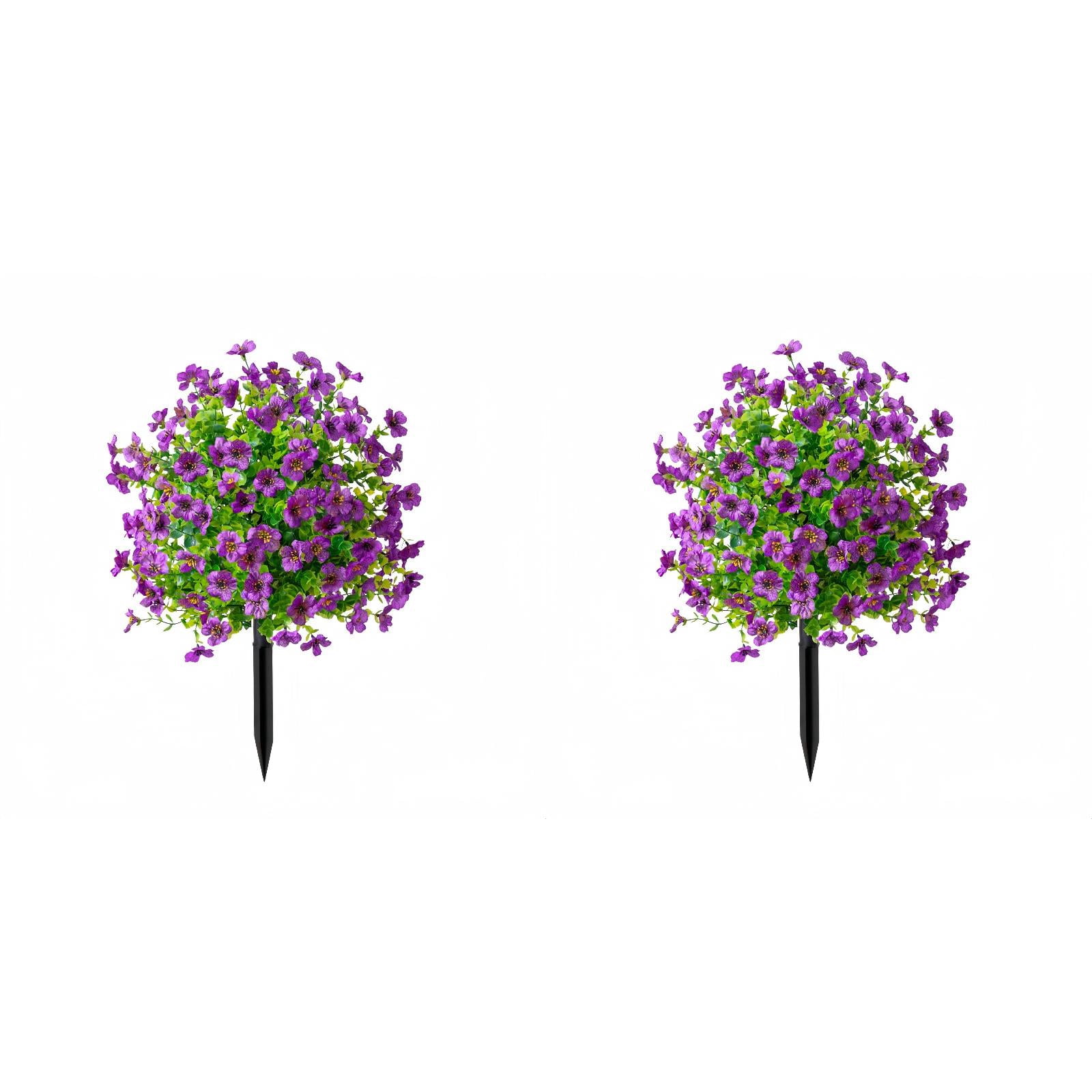 Realistic Artificial Flowers Outdoor Shrubs with Ground Spike,23.62 Inch Flower Bushes for Garden Patio Porch Decor, for Outdoor Decoration,Lifelike Shrubs for Courtyard Pathway