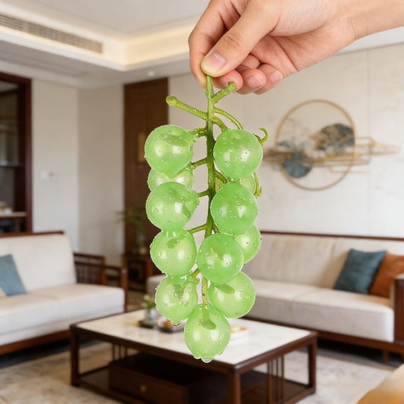 Realistic Artificial Grape Cluster Ornament, 12-Count Fruit Decor for Home Kitchen Centerpiece, Party & Wedding Decor