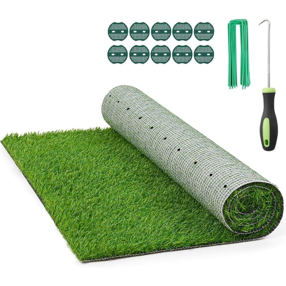 Artificial Grass Rug Indoor Outdoor: Grass Turf with Drainage Holes, Pet-Friendly Grass Mat, Garden Lawn Balcony Patio Backyard Landscape Decoration, 5FT x10FT