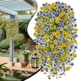 thumbnail image 1 of Realistic Artificial Hanging Flowers Autumn Mums Fake Plants for Outdoor Patio Garden Indoor Home Window Sill and Fall Seasonal Decoration, Blue and Yellow, 1 of 9
