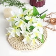 thumbnail image 1 of Realistic Artificial Lily Bouquet,11.8 Inch Silk Faux Lily Flowers,UV Resistant No-Wilt Fake Lilies for Home Decor,Wedding Centerpieces,Easter,office Table,Cemetery Vase Arrangements, 1 of 7
