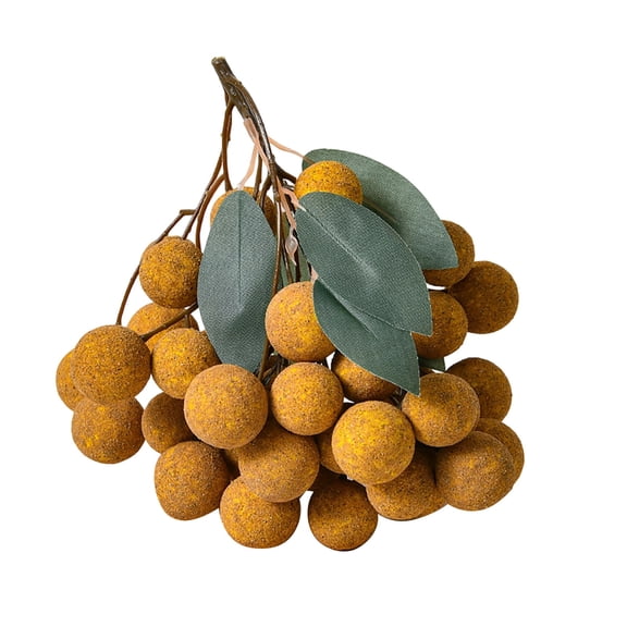 Realistic Artificial Longan Fruit Bunch 50-Head Simulation Longan Decorative Fruit For Home Kitchen Table Centerpiece