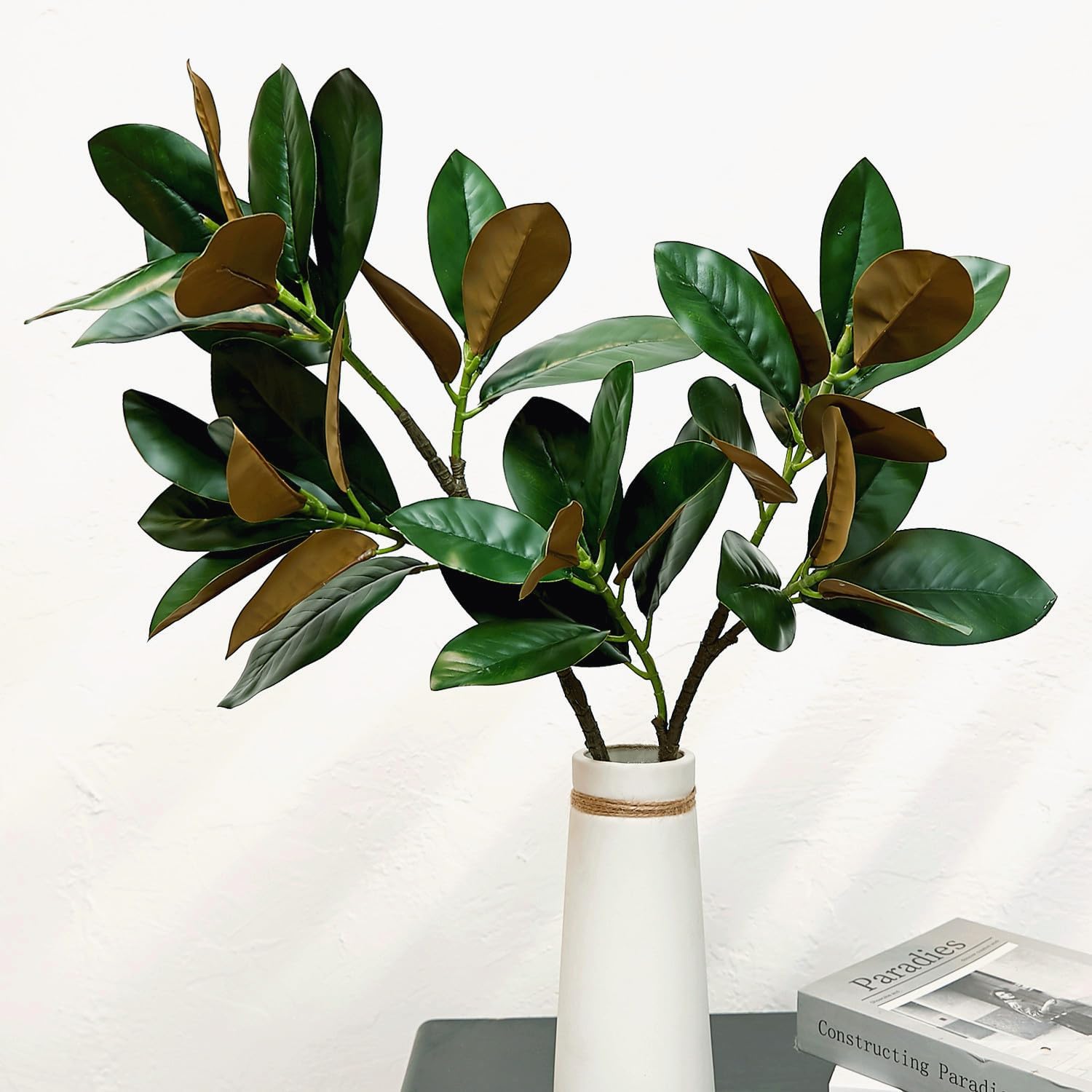 Realistic Artificial Magnolias Branches Pack of 2 Faux Rubber Tree