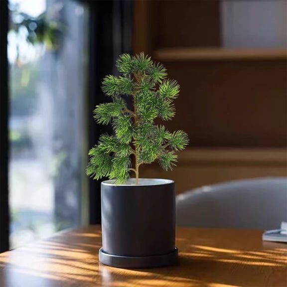 Realistic Artificial Pine Needle Branches - Lifelike Greenery Fake Pine Needle Bonsai Ornament, Perfect for Garden Landscaping, Home Floral Arrangements & DIY Crafts Decoration, 6*13in, Green