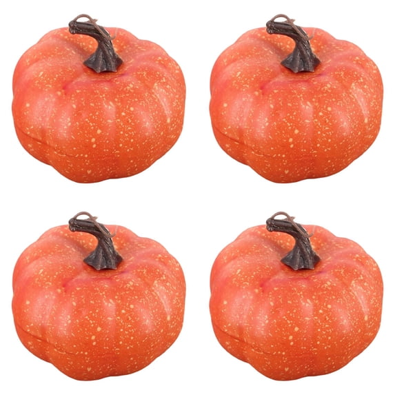 Realistic Artificial Pumpkin for Fall Decor, Large Orange and White Pumpkin for Halloween Thanksgiving Table Centerpiece, Plastic, 4 Count