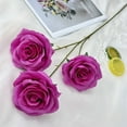 thumbnail image 1 of Realistic Artificial Red Roses, Faux Silk Rose Stems Single Fake Floral Blooms, Hyper-Realistic Craftsmanship Non-Fading Roses for Anniversary Valentine's Day Wedding Home Decor,Bright pink, 1 of 9