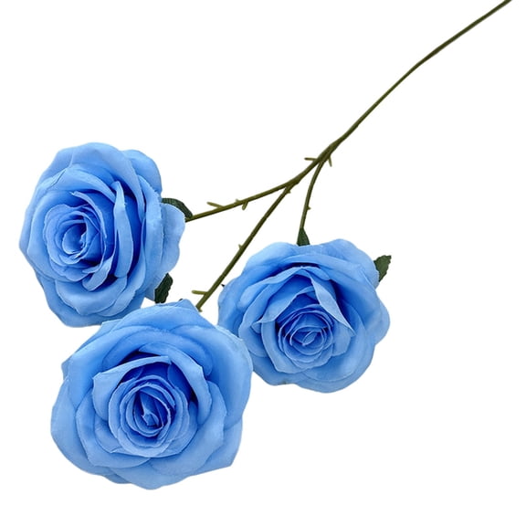 Realistic Artificial Red Roses, Faux Silk Rose Stems Single Fake Floral Blooms, Hyper-Realistic Craftsmanship Non-Fading Roses for Anniversary Valentine's Day Wedding Home Decor,Sky blue,61cm