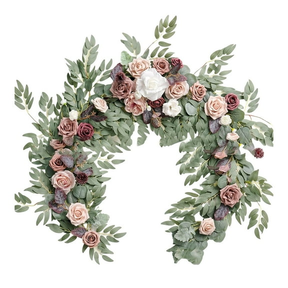 Realistic Artificial & Rose Greenery Garland For Wedding Table Chair Decor Faux Botanical Vine With Lifelike Leaves For Rustic Arch Centerpiece Arrangement