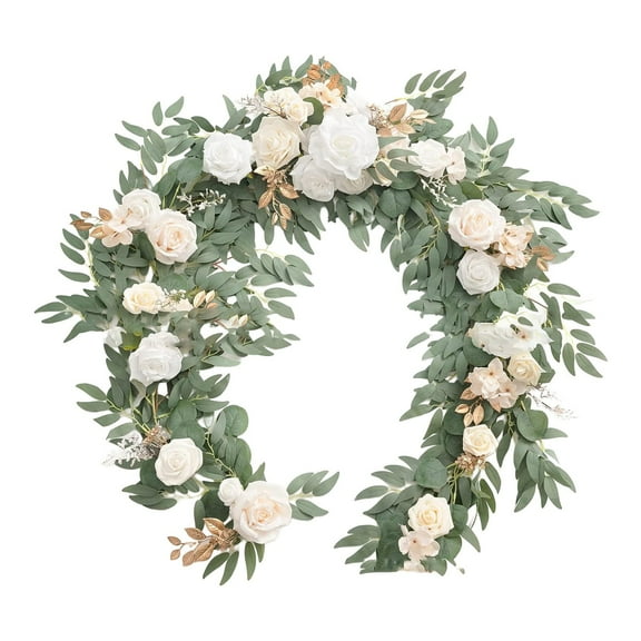 Realistic Artificial & Rose Greenery Garland For Wedding Table Chair Decor Faux Botanical Vine With Lifelike Leaves For Rustic Arch Centerpiece Arrangement