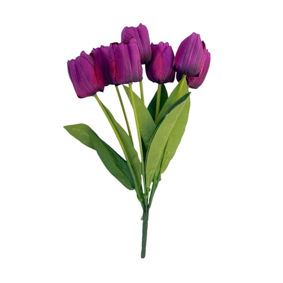 Realistic Artificial Tulip Flowers Seven Heads Bouquet for Home Decor Wedding Centerpieces Table Arrangements Living Room Office Vase Display Elegant Silk Blossoms, 1 Tulip