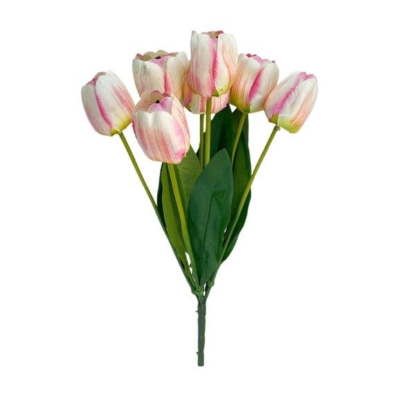 Realistic Artificial Tulip Flowers Seven Heads Bouquet for Home Decor Wedding Centerpieces Table Arrangements Living Room Office Vase Display Elegant Silk Blossoms, 1 Tulip