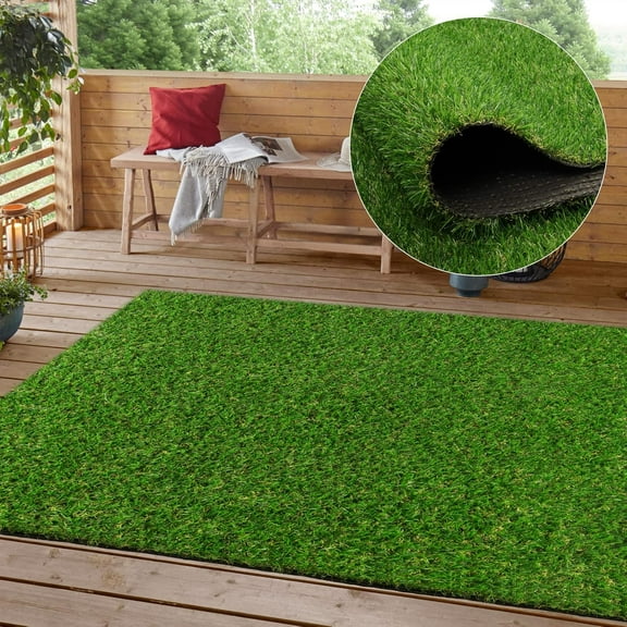 Realistic Artificial Turf Grass, 5 FT X 8 FT Artificial Synthetic Fake Grass, 20MM Green Turf Rug Pet Dogs Lawn Mat with Drainage Holes for Indoor Outdoor Patio Garden Landscape/Custom Size