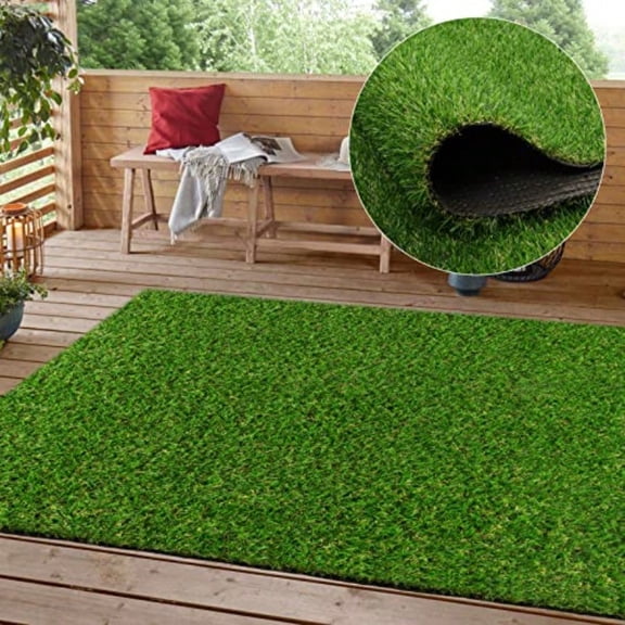 Realistic Artificial Turf Grass 5 FT X 8 FT Artificial Synthetic Fake Grass 20MM Green Turf Rug Pet Dogs Lawn Mat with Drainage Holes for Indoor Outdoor Patio Garden Landscape/Custom Size