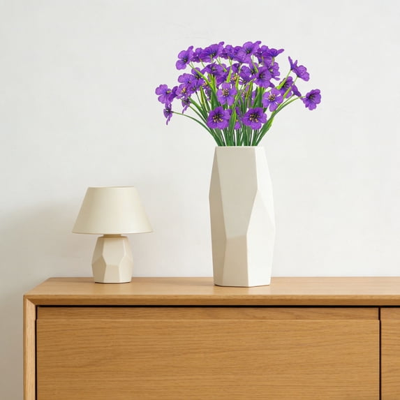 Realistic Artificial Violet Flowers Bouquet, Delicate Fake Spring Flowers for Home Wedding Table Centerpieces & Vase Decor, Fade-Resistant, Light Purple, By VINOIC