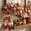 Realistic Artificials Fall Garlands, Decorative Maple Vine with Pumpkins and Berries, Flexible for Mantel, Table, Doorway, Thanksgiving, 78.74in