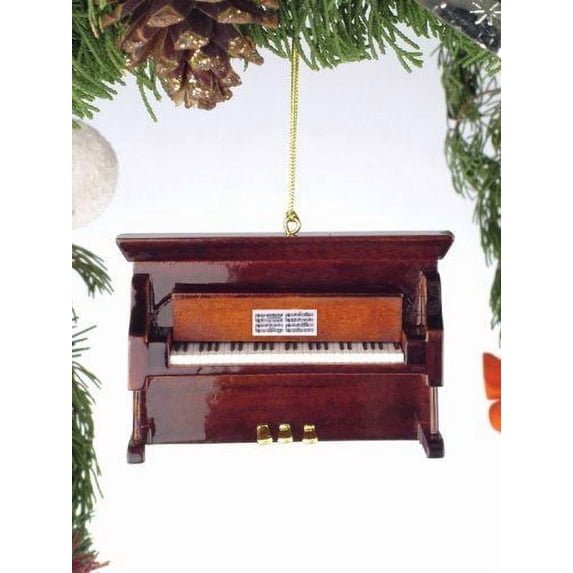 Realistic BROWN UPRIGHT PIANO Christmas Ornament, 3" Tall, by Broadway Gifts