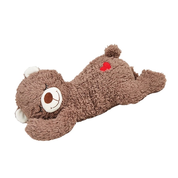 Realistic Bear Embroidery Heart Design Plush Pillow For Dog Producing Continuous Heartbeat Sound Emotional Security