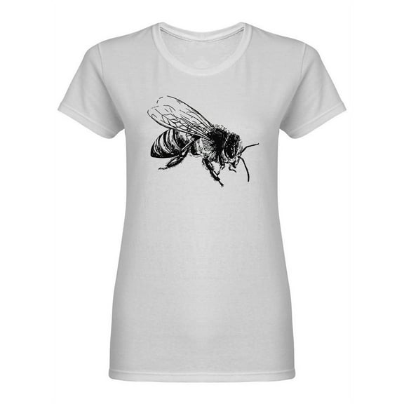 Realistic Bee Sketch Shaped T-Shirt Women -Image by Shutterstock, Female Medium