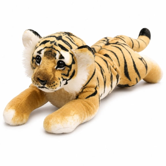 Realistic Big Cat Plush Toy, Lying Wild Cat Stuffed Animal, Soft Cuddle Doll