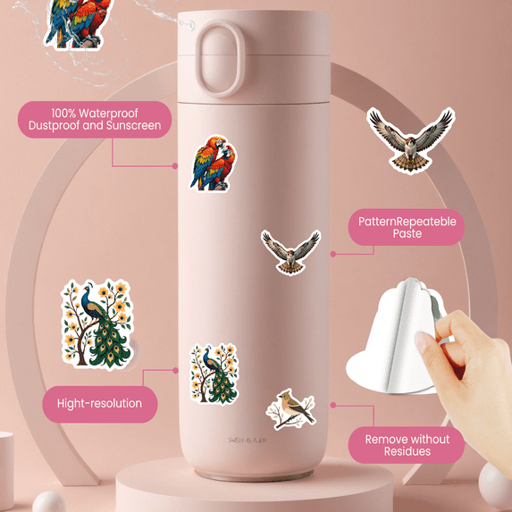 Realistic Bird Theme Stickers, Waterproof Bird Theme Sticker for Water Bottle Laptop Phone Cases Planner Skateboard Luggage Helmet Party Favor Decor, Ideal for Adults Teens Teacher Rewards