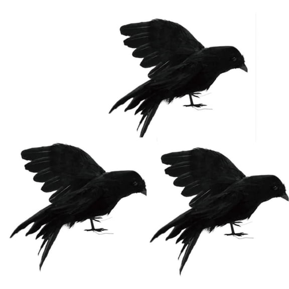 Realistic Black Feathered Crow Prop for Halloween Decorations, Spooky Party Supplies, Indoor Outdoor DĂŠcor, Lifelike Bird Ornament for Haunted House and Garden Displays