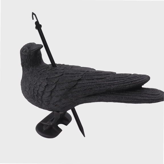 Realistic Black Feathered Elbow Crow Statue, Plastic Waterproof Crow Decoys for Yard Garden Patios Halloween Decoration